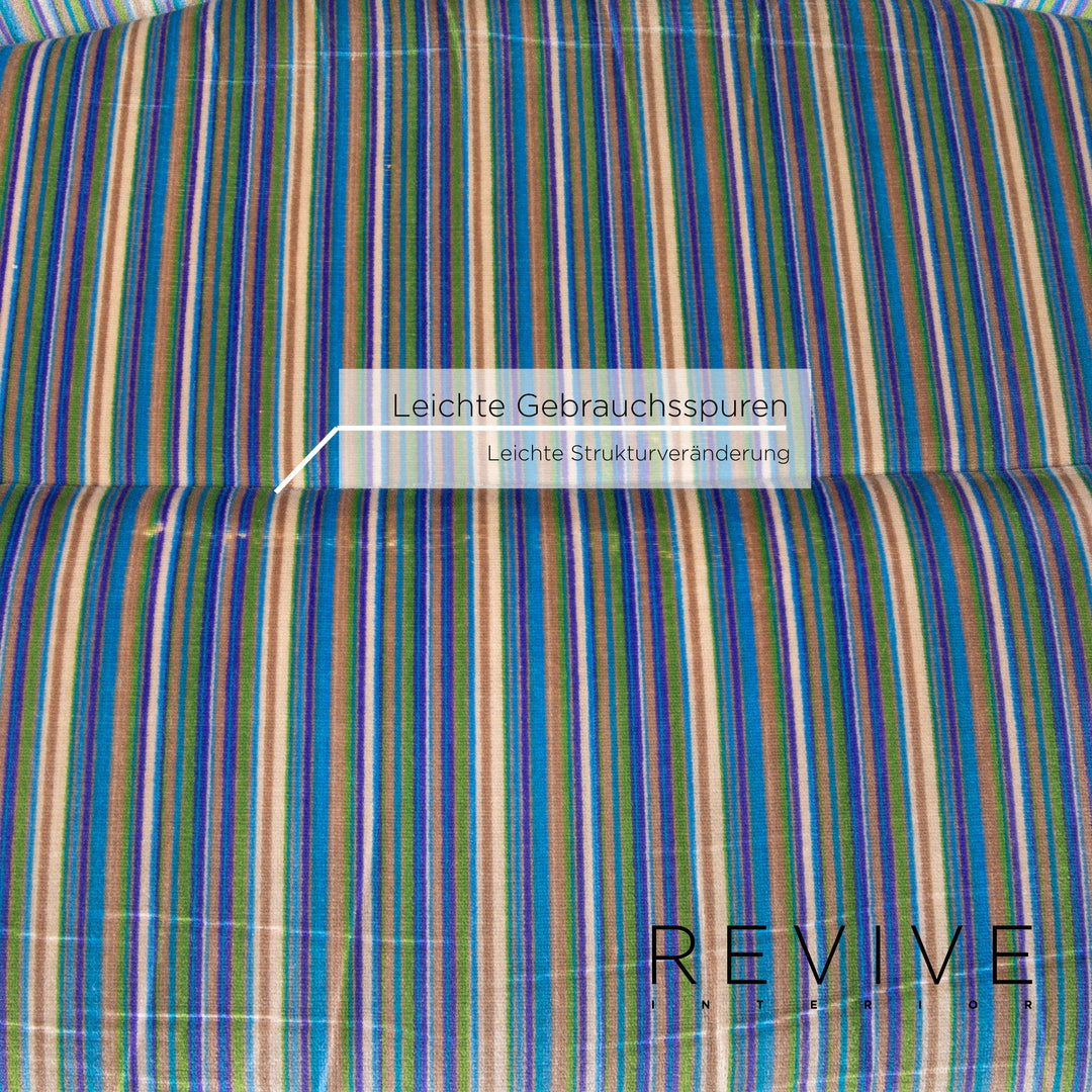 Cor Stoff Sessel Garnitur Blau Bunt Gestreift Multicolor 3x Sessel 1x Hocker #15293