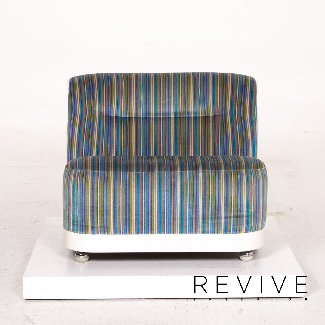 Cor fabric armchair set blue colorful striped multicolor 3x armchair 1x stool #15293