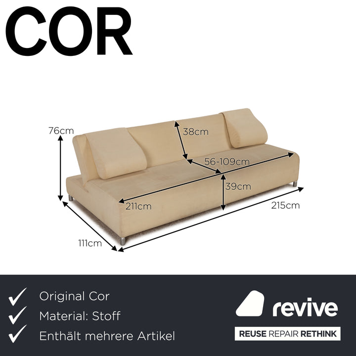 Cor fabric sofa set cream four seater armchair couch function