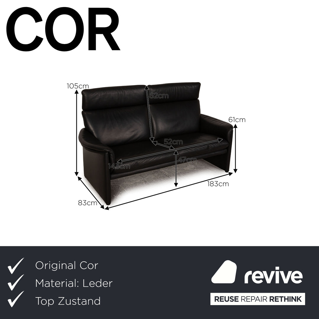 Cor Zento Dreisitzer Leder Schwarz Sofa Couch