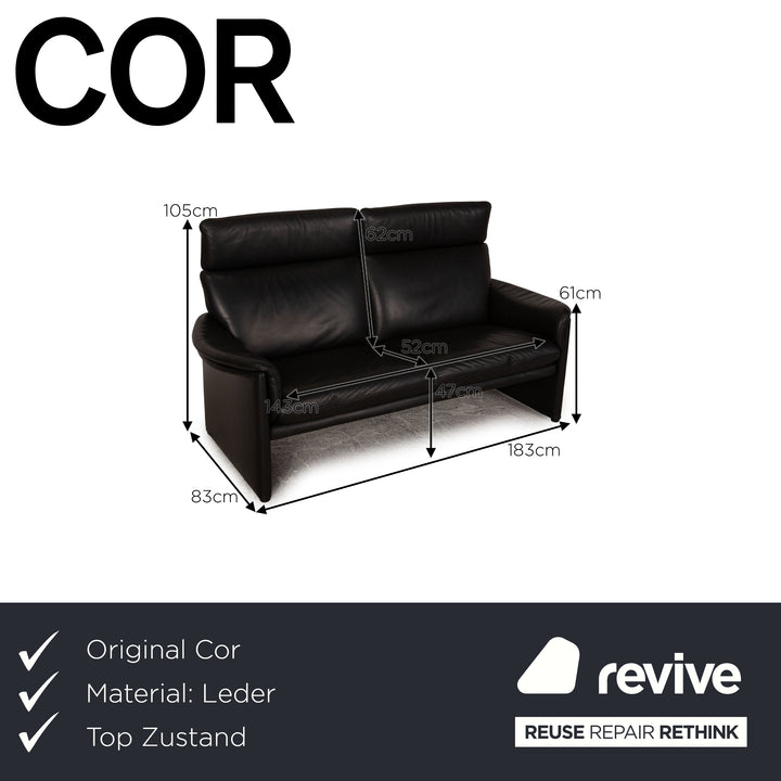 Cor Zento Dreisitzer Leder Schwarz Sofa Couch