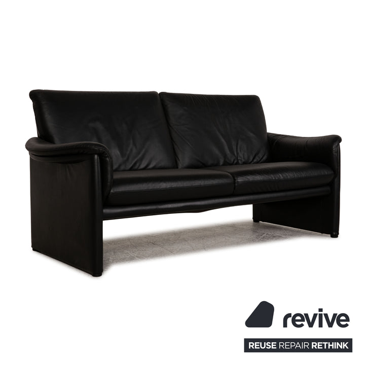 COR Zentro Black two seater leather couch