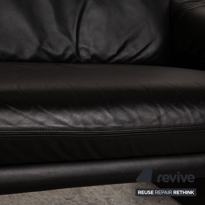 COR Zentro Black two seater leather couch