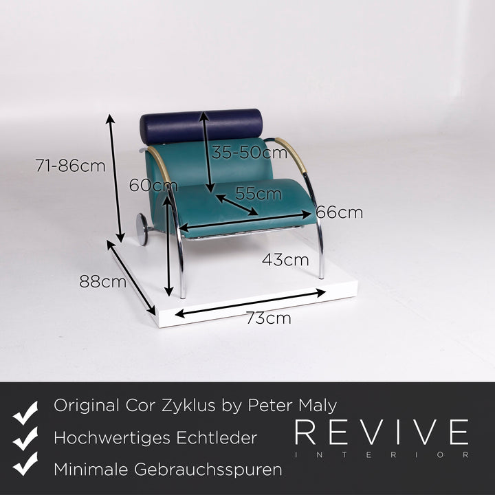 Cor Zyklus Designer Leder Sofa Garnitur by Peter Maly Türkis Zweisitzer Sessel Hocker #10511