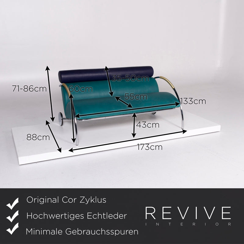Cor Zyklus Designer Leder Sofa by Peter Maly Türkis Zweisitzer 