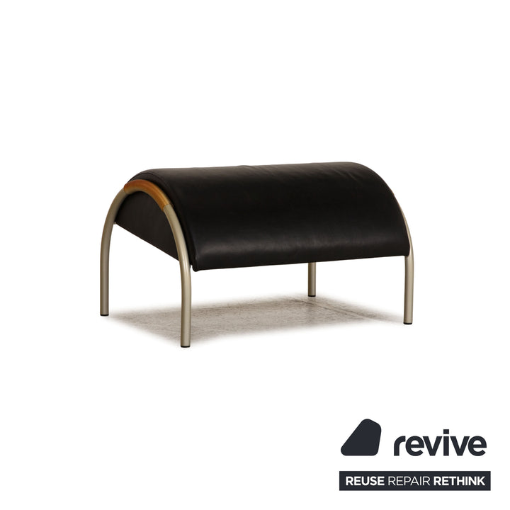 Cor Zyklus Leder Sessel Garnitur Schwarz 2xSessel Hocker Tisch
