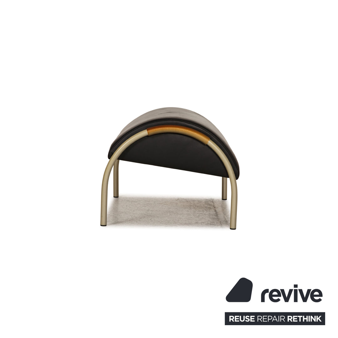 Cor Zyklus Leder Sessel Garnitur Schwarz 2xSessel Hocker Tisch