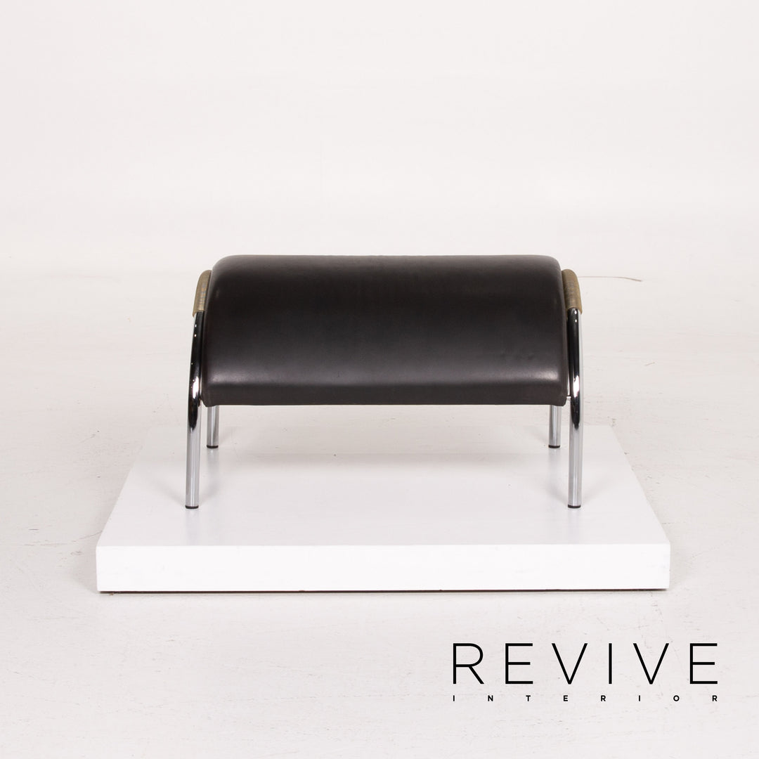 Cor Cycle Leather Lounge Chair Set Black Stool Set #14373