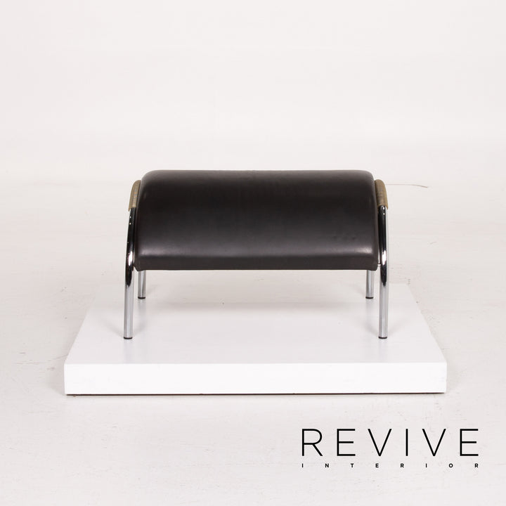 Cor Cycle Leather Lounge Chair Set Black Stool Set #14373