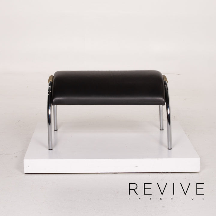 Cor Cycle Leather Lounge Chair Set Black Stool Set #14373