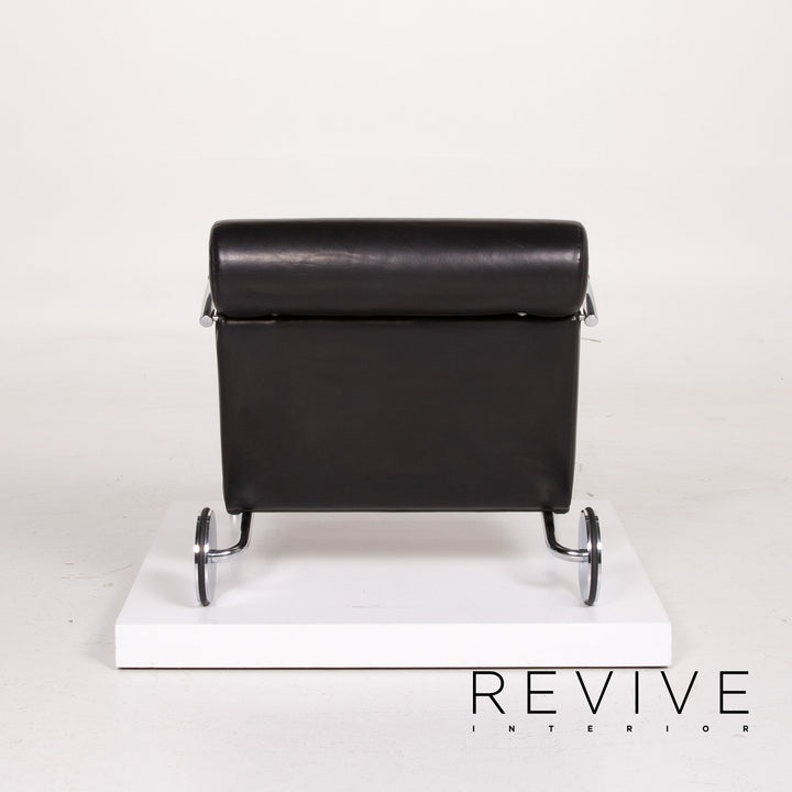 Cor Cycle Leather Lounge Chair Set Black Stool Set #14373