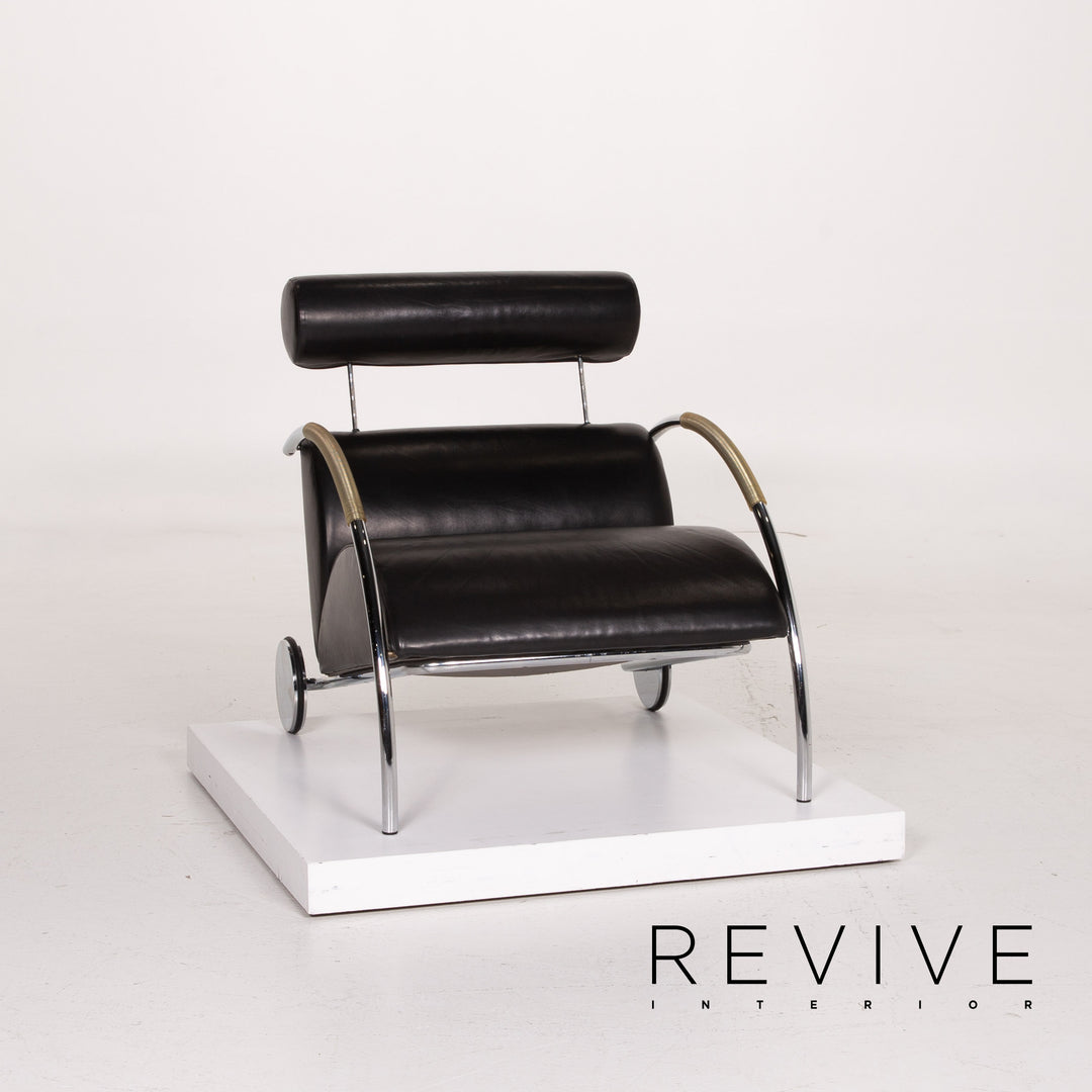 Cor Cycle Leather Lounge Chair Set Black Stool Set #14373