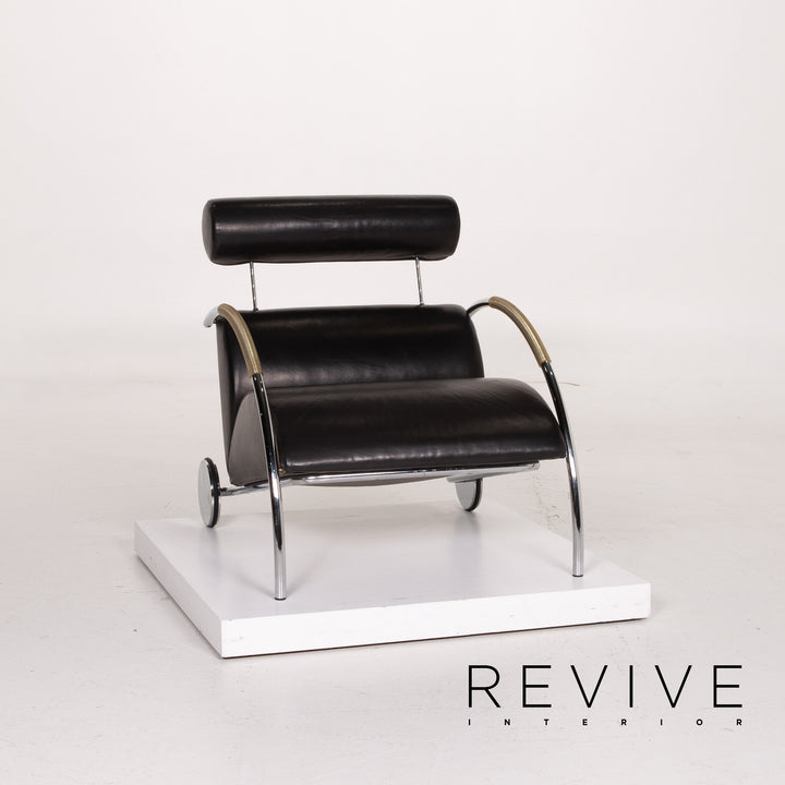 Cor Cycle Leather Lounge Chair Set Black Stool Set #14373