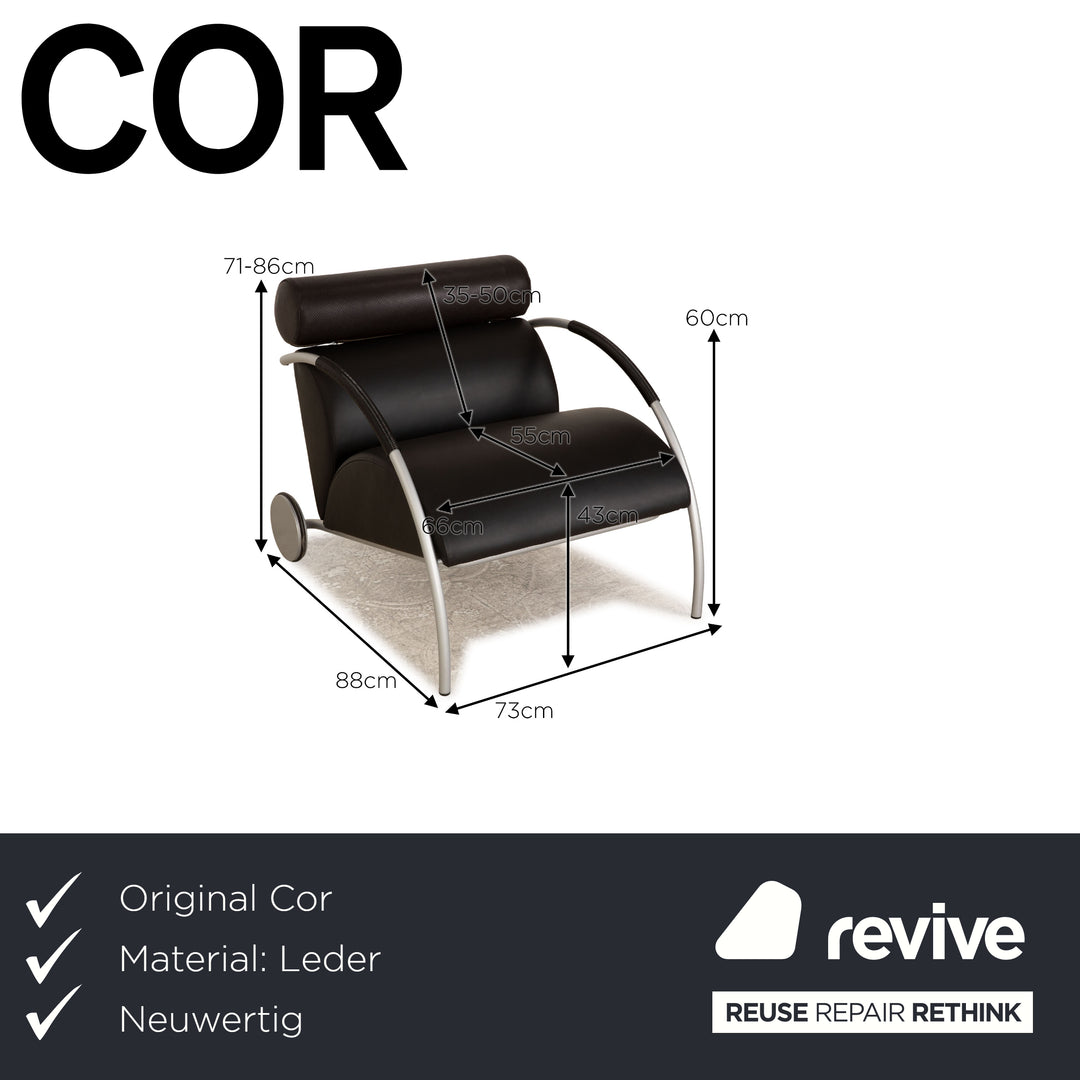 Cor Zyklus Leder Sessel Schwarz Funktion