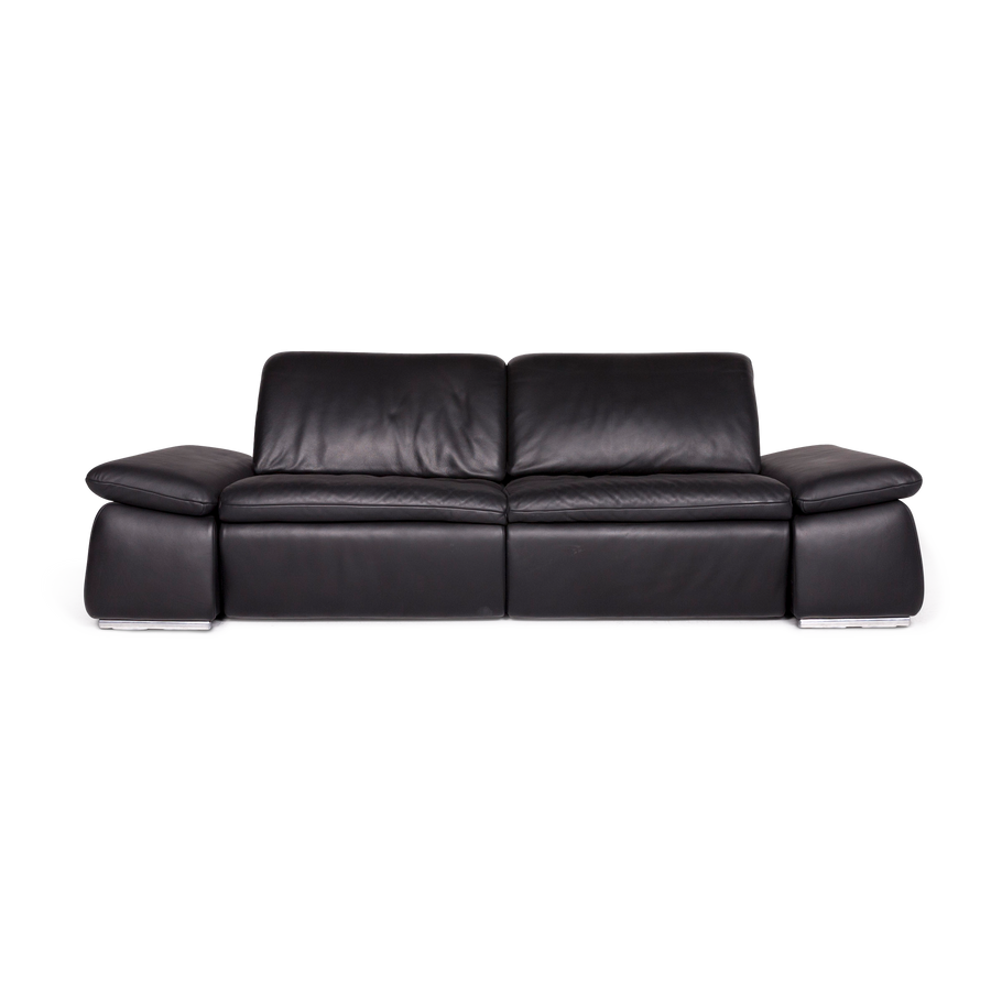 Koinor Evento Designer Leather Sofa Black Two Seater Couch #8725