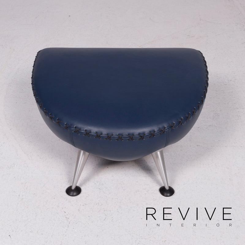 de Sede ds 102 Leder Sofa Garnitur Blau Dreisitzer Zweisitzer Hocker 
