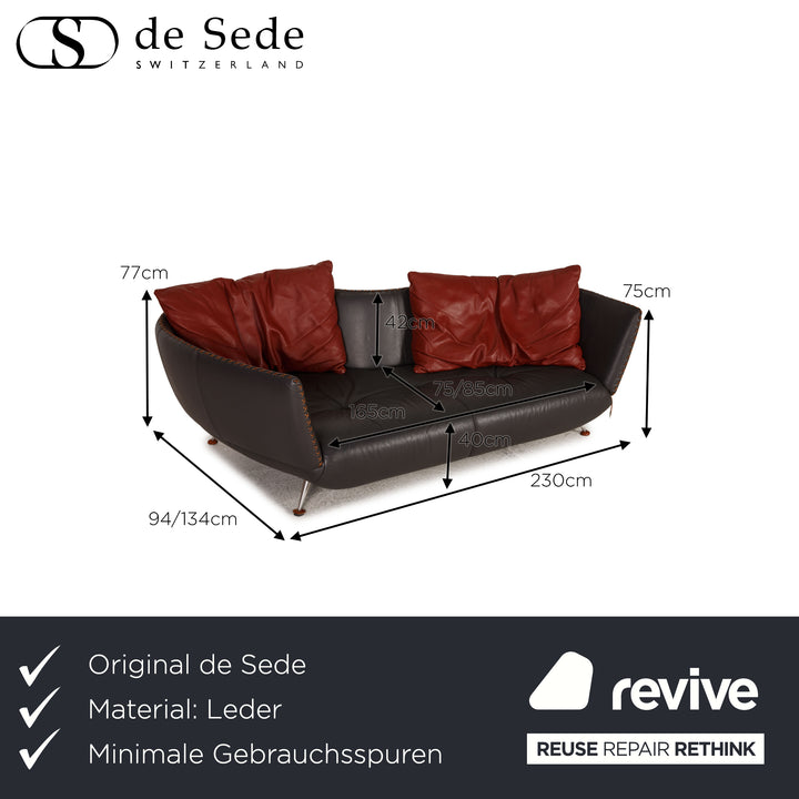 de Sede DS 102 leather sofa anthracite three-seater couch