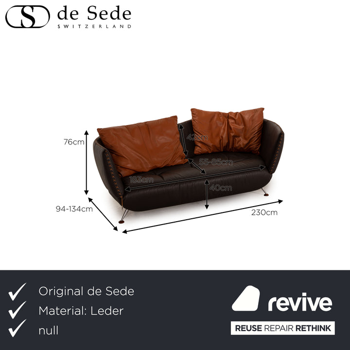 de Sede DS 102 leather sofa set brown 1x three-seater 1x armchair