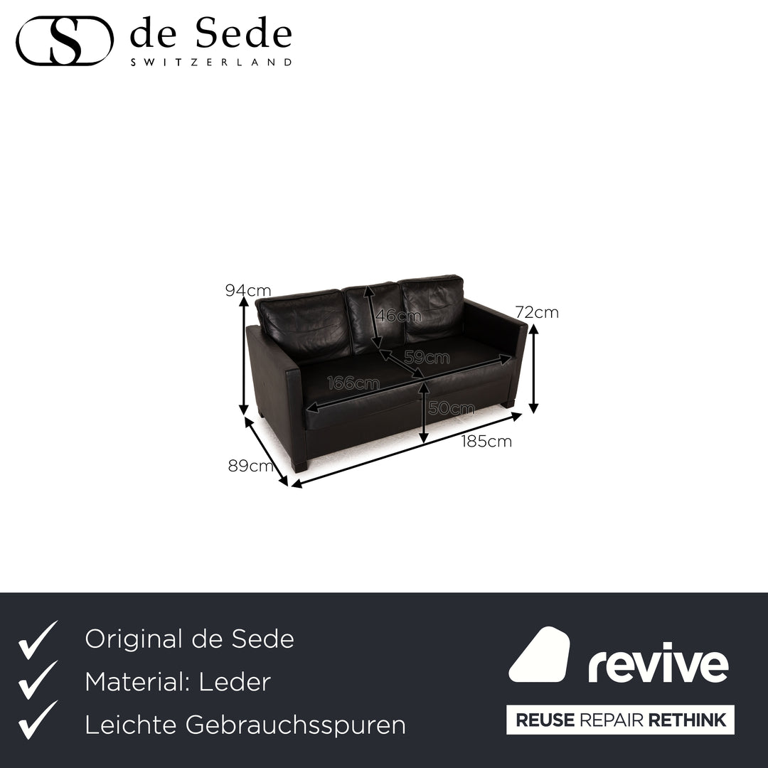 de Sede DS 118 Leder Sofa Schwarz Zweisitzer Couch