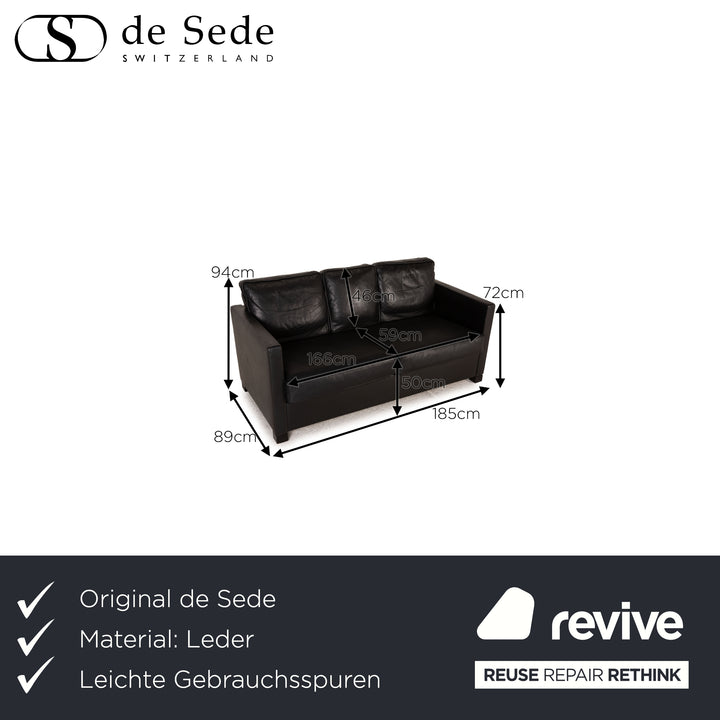 de Sede DS 118 Leder Sofa Schwarz Zweisitzer Couch