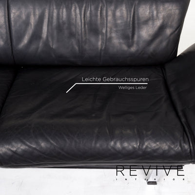 de Sede DS 140 Leder Sofa Schwarz Dreisitzer Funktion Relaxfunktion Couch #12927