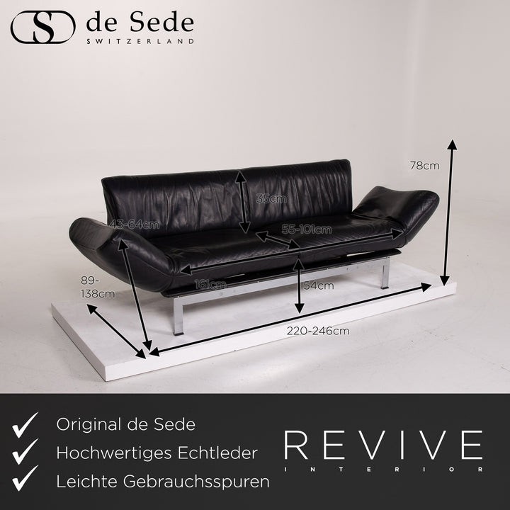 de Sede ds 140 Leder Sofa Schwarz Zweisitzer Liegefunktion #13919