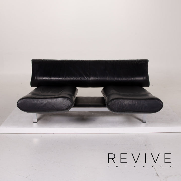 de Sede ds 140 Leder Sofa Schwarz Zweisitzer Liegefunktion #13919