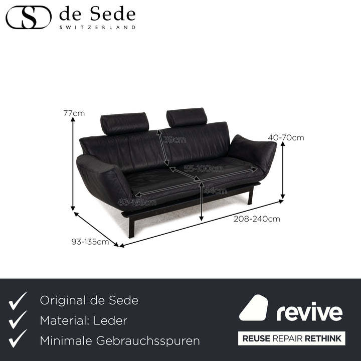 de Sede DS 140 Leder Zweisitzer Blau Dunkelblau Sofa Couch Funktion