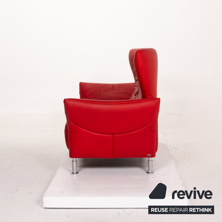 de Sede DS 145 Leder Sofa Rot Zweisitzer Funktion Couch #15325
