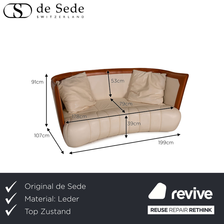 de Sede DS 146 Leder Sofa Creme Dreisitzer Couch