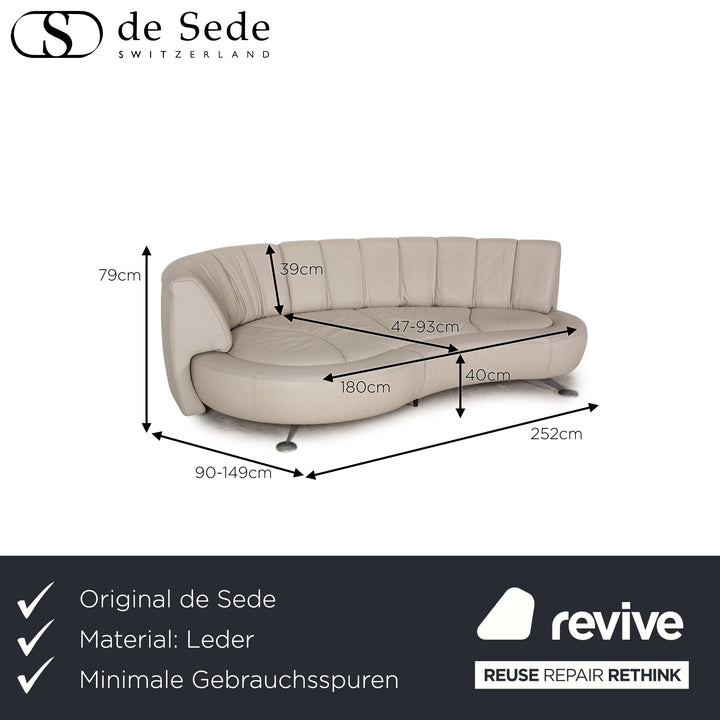 de Sede DS 164 Leder Sofa Hellgrau Dreisitzer Couch Funktion