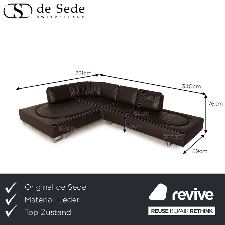 de Sede DS 165 leather sofa brown corner sofa couch function