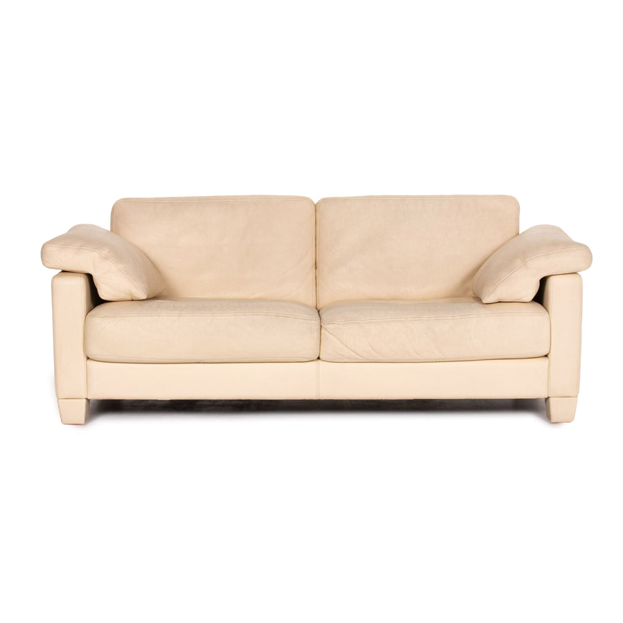 de Sede DS 17 Creme Leder Sofa Creme Dreisitzer Couch #13569