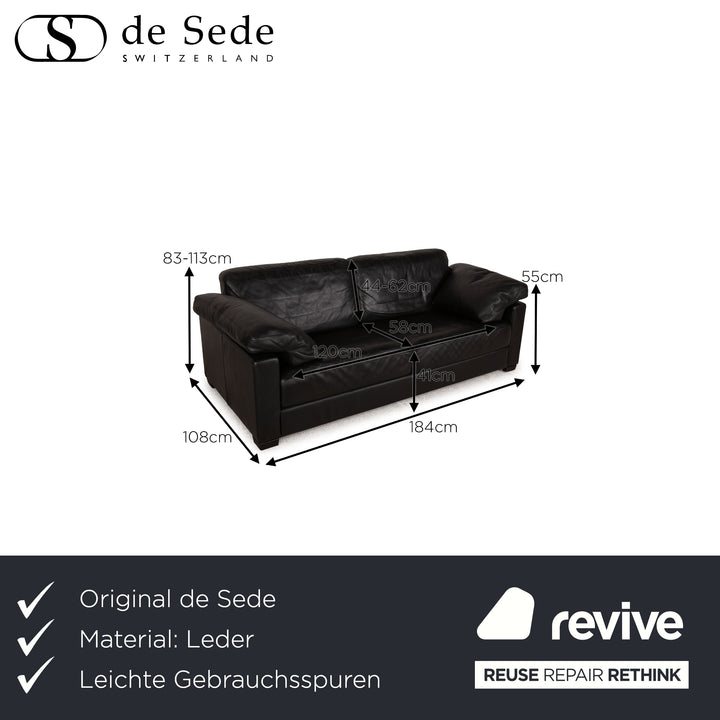 de Sede DS 17 Leder Dreisitzer Schwarz Sofa Couch