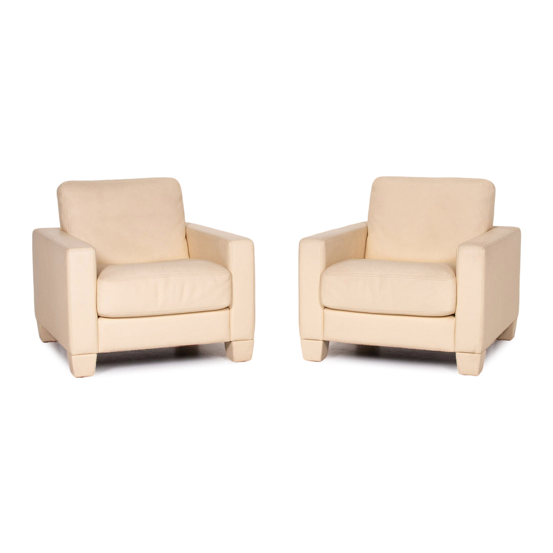 de Sede DS 17 Leder Sessel Garnitur Creme 2x Sessel #13798