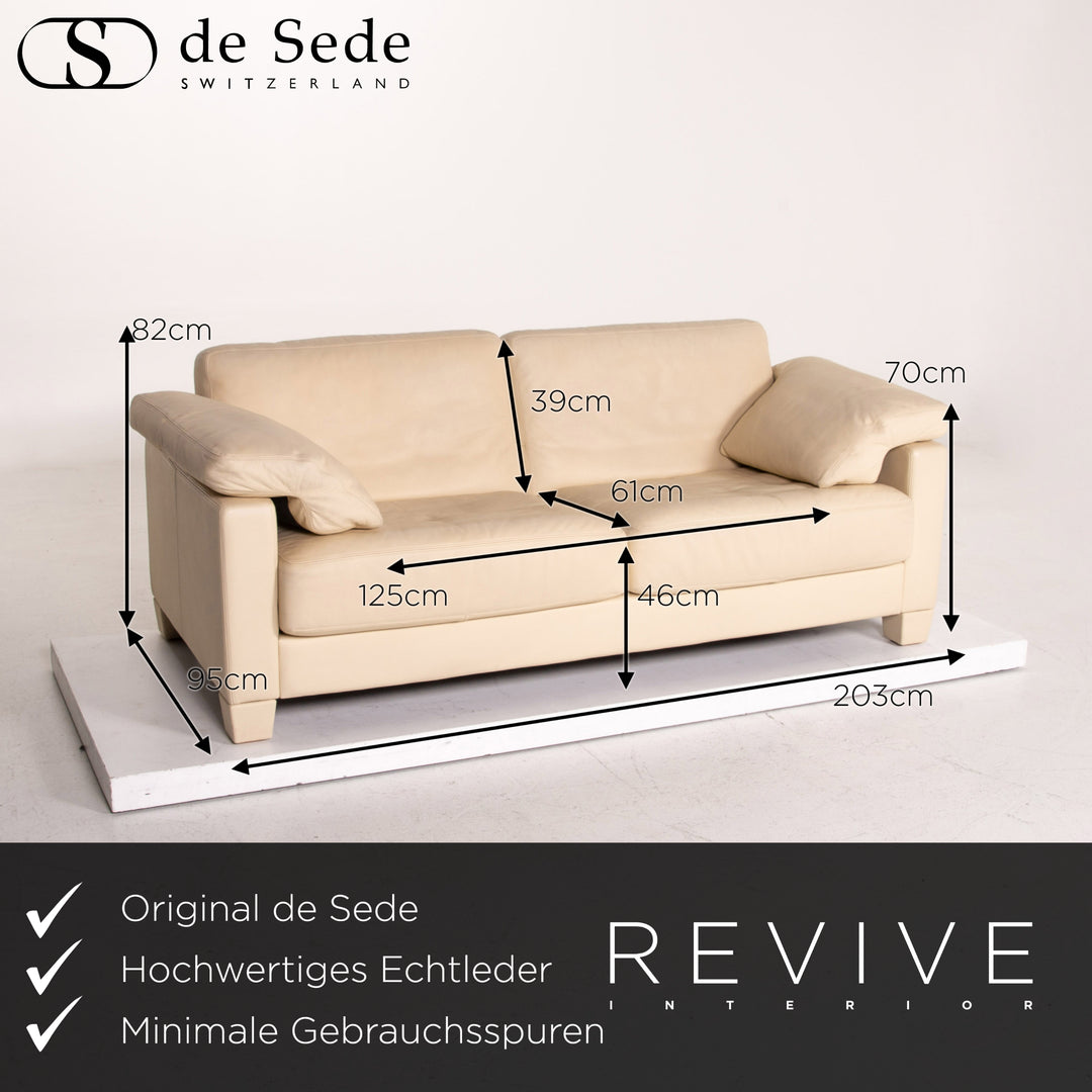 de Sede ds 17 Leder Sofa Beige Dreisitzer Couch #14576