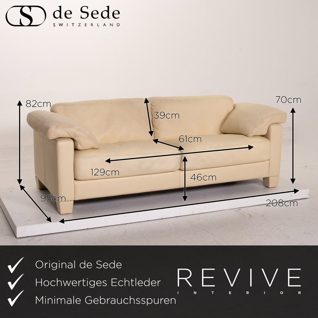 de Sede DS 17 Leder Sofa Creme Zweisitzer Couch #15465