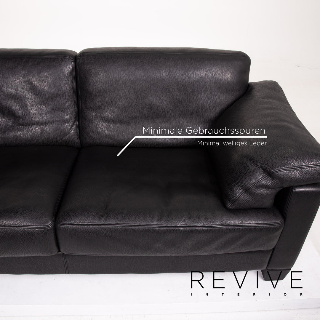 de Sede DS 17 Leder Sofa Schwarz Zweisitzer Couch #14481