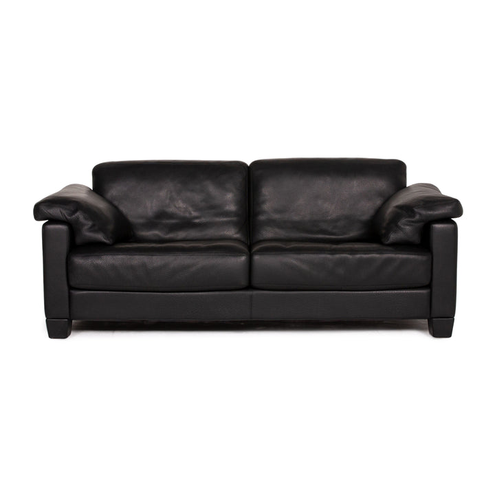 de Sede DS 17 Leder Sofa Schwarz Zweisitzer Couch #14481