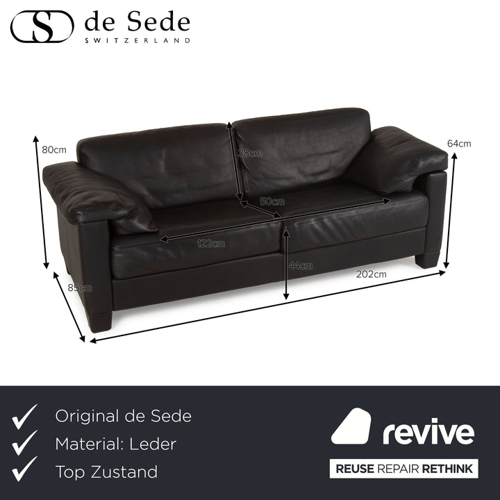 de Sede ds 17 Leder Sofa Schwarz Dreisitzer