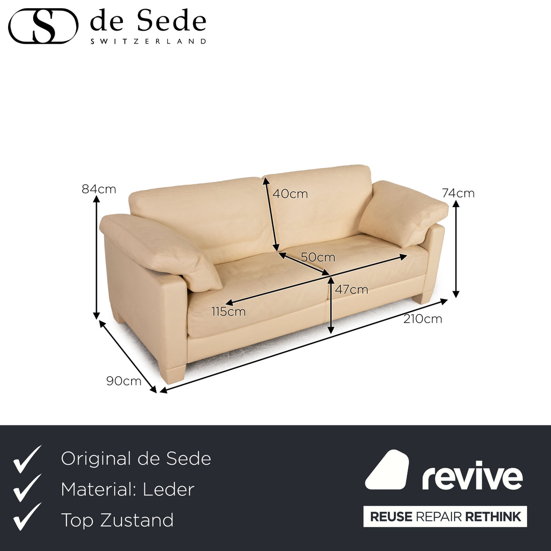 de Sede DS 17 Leder Zweisitzer Creme Sofa Couch