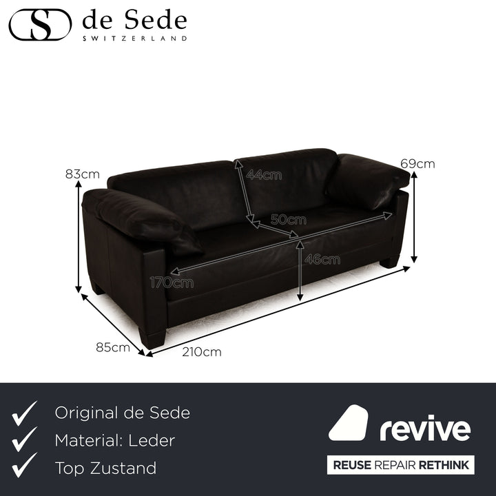de Sede DS 17 Leder Zweisitzer Schwarz Sofa Couch