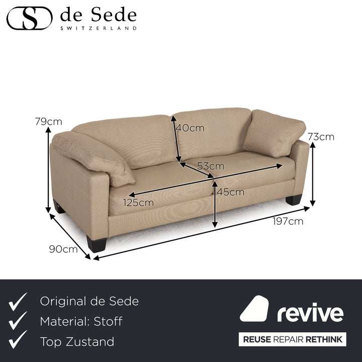 de Sede DS 17 Stoff Zweisitzer Beige Sofa Couch Neubezug