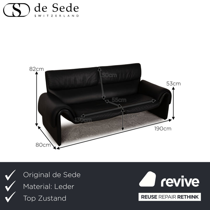 De Sede ds 2011 Leder Zweisitzer Schwarz Sofa Couch