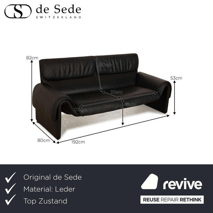 de Sede ds 2011 Leder Zweisitzer Schwarz Sofa Couch