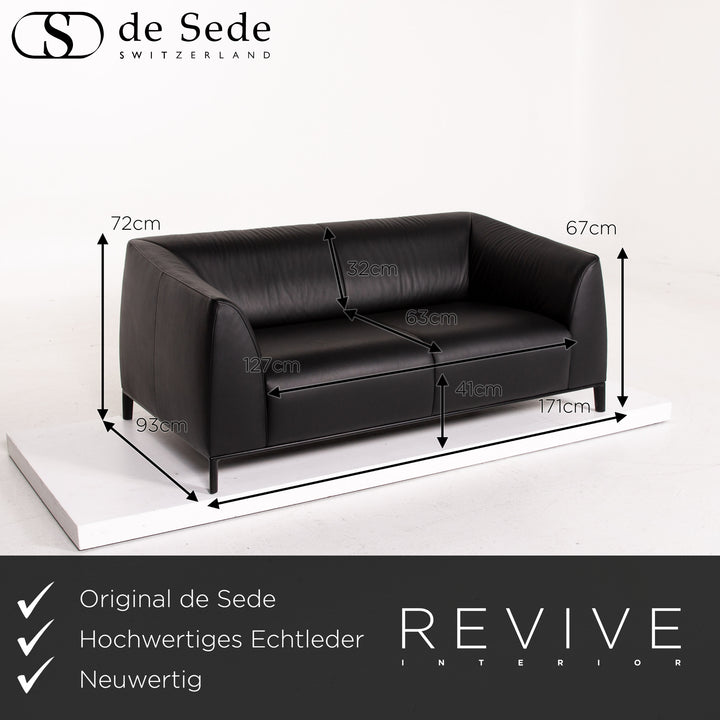 de Sede DS 276 Leder Sofa Schwarz Zweisitzer Couch #14334