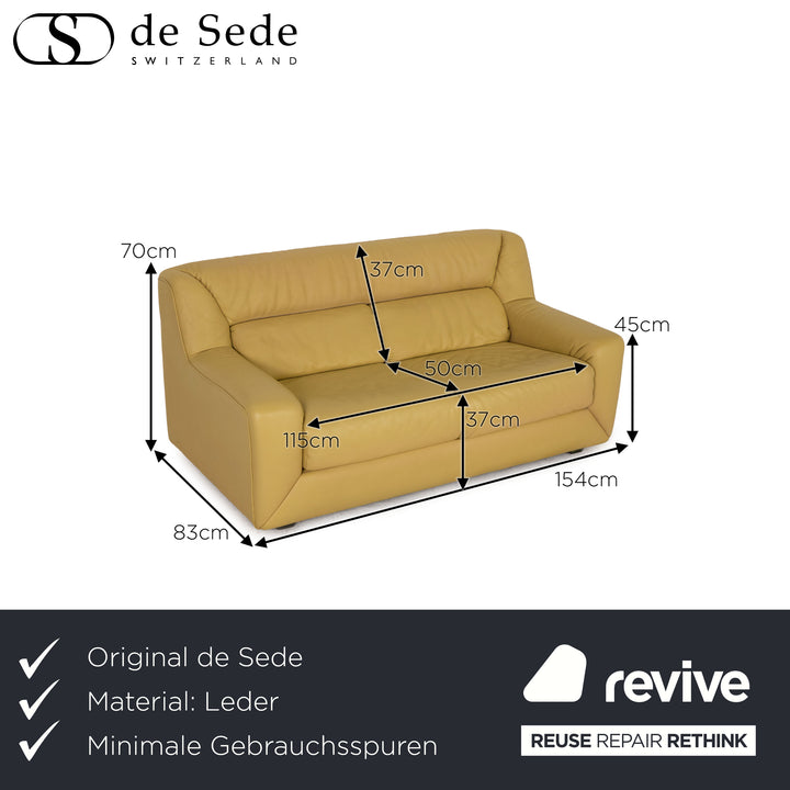 de Sede DS 43 Leder Sofa Gelb Zweisitzer Couch