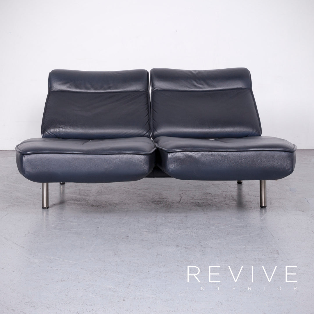 de Sede DS 450 Designer Leder Sofa Blau Echtleder Dreisitzer Couch #6865