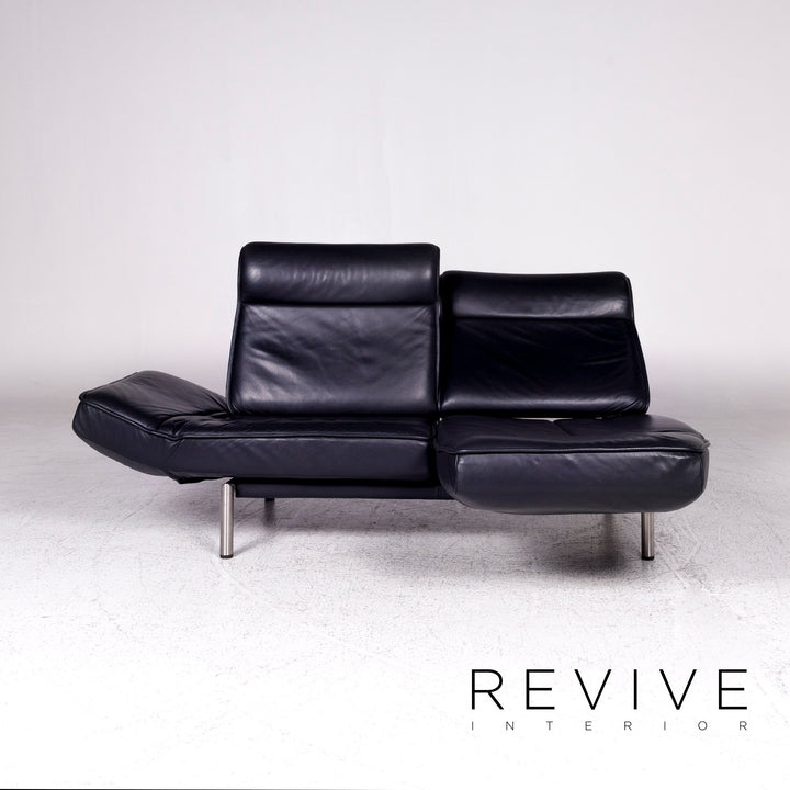 de Sede DS 450 Leder Sofa Dunkelblau Anthrazit Zweisitzer Relax Funktion Couch #9596