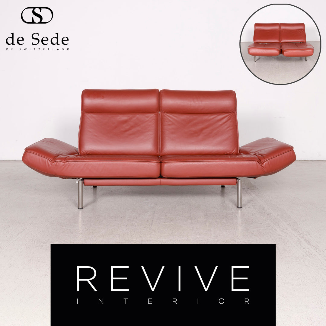 de Sede DS 450 Designer Leder Sofa Rot Dreisitzer Echtleder #8312